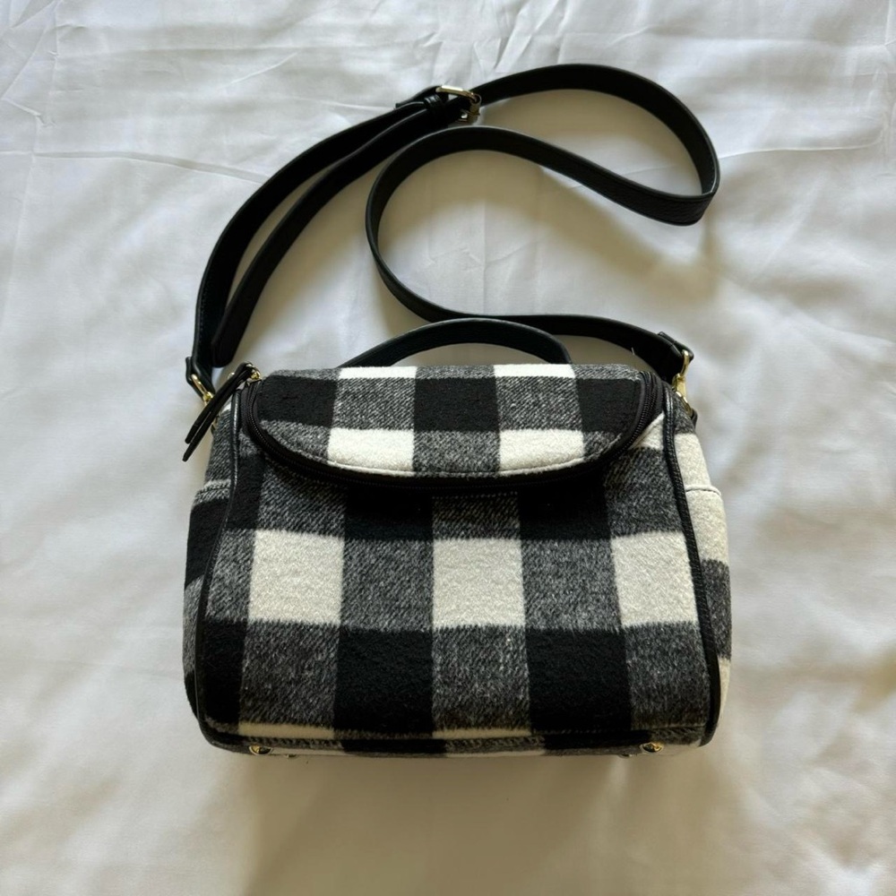 black and white buffalo crossbody insulated lunch box - Picture 1 of 7